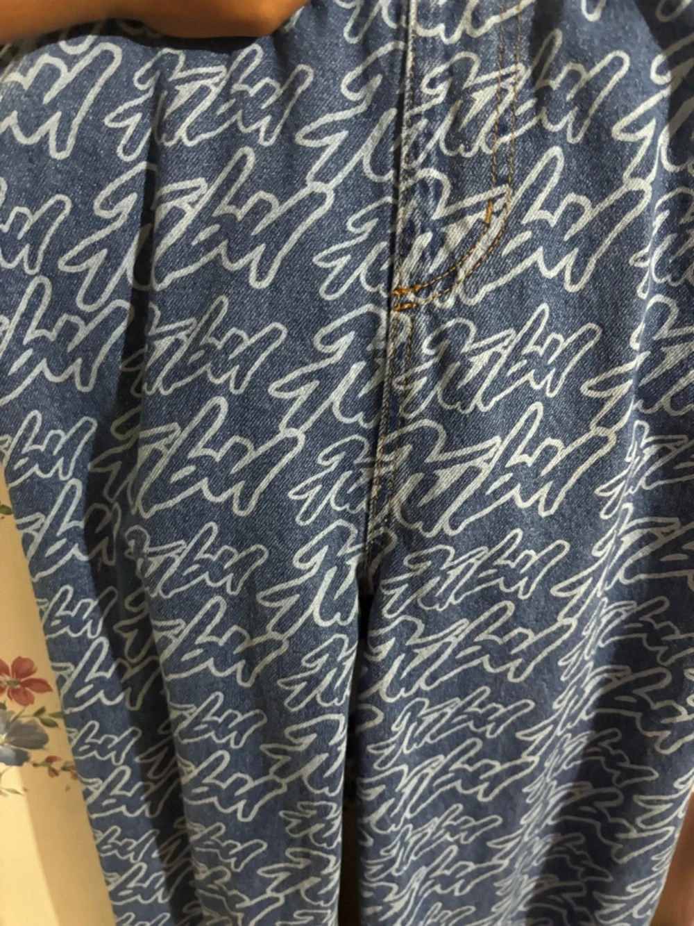 Forever 21 Denim Overall Dress with Orange FUBU Straps - Picture 2 of 4